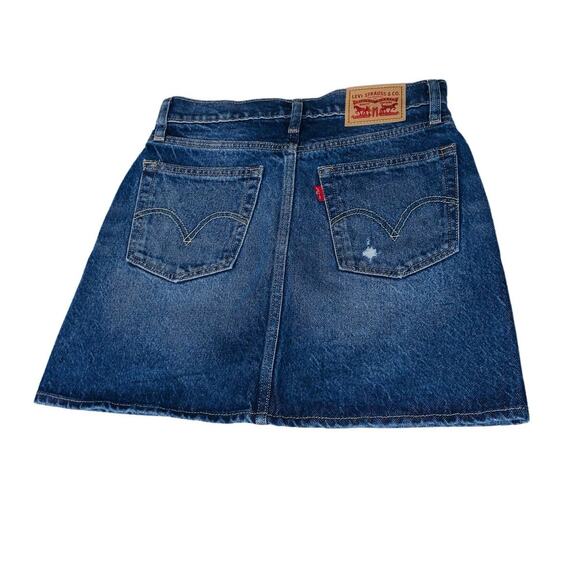Levi's Deconstructed Denim Mini Skirt Distressed Cotton Sz 25 - Picture 2 of 6
